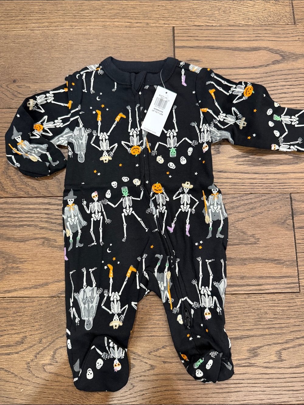 Old Navy Black Halloween Skeleton Print Footed One-Piece